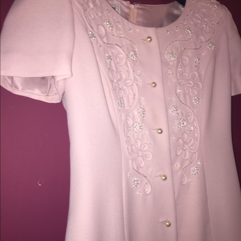 Pink Dress with beaded embroidery